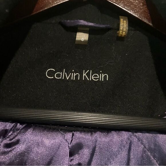 Calvin Klein Black Winter Wool Blend Coat with Removable Hood Women's Size 6 - Picture 10 of 16